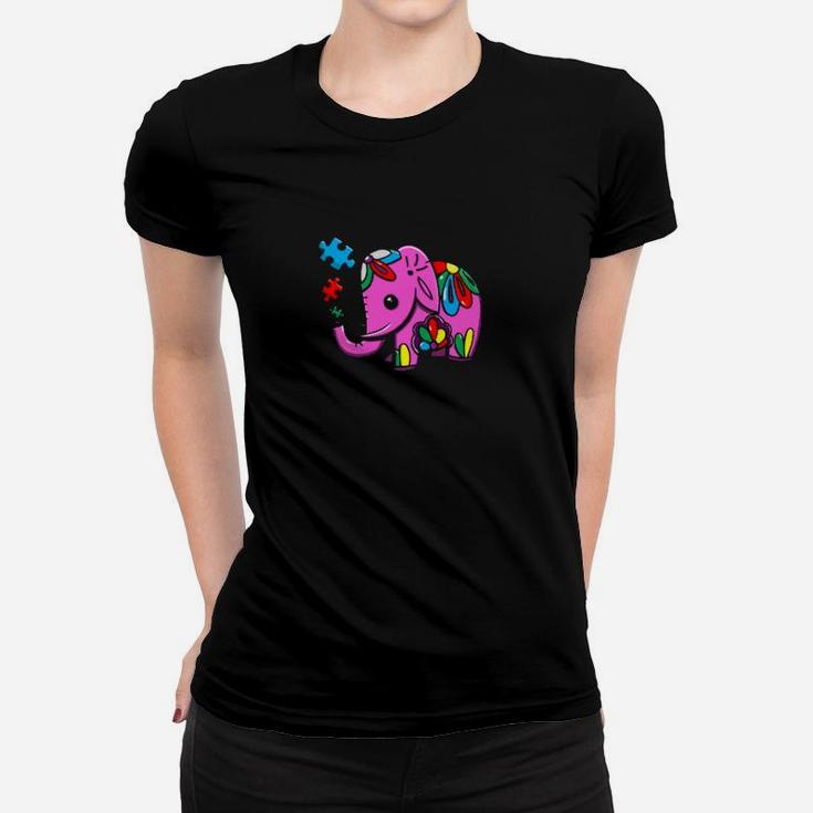 Cute Elephant Mandala Autism Awareness Support Women T-shirt