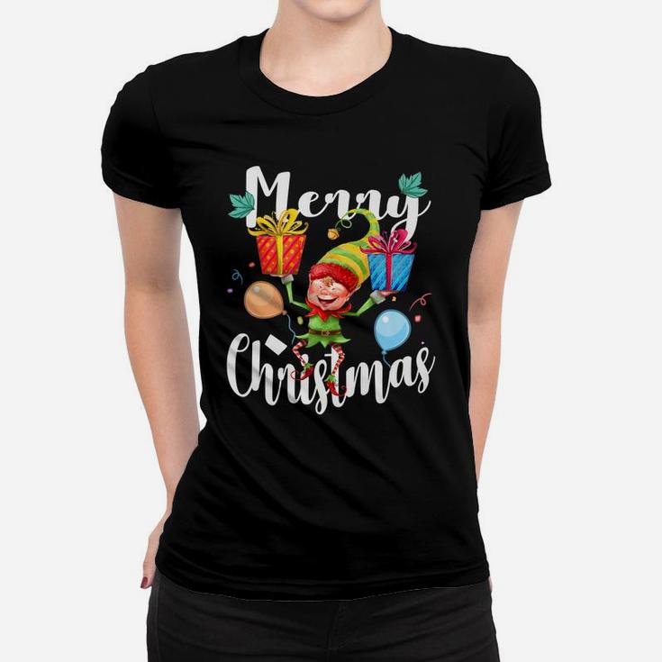 Cute Elf Merry Christmas Tee Elves Xmas Funny Elf Women T-shirt