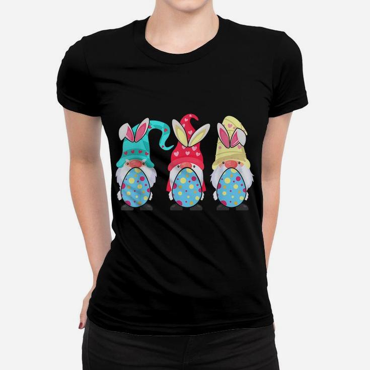 Cute Gnomes Bunny Easter Egg Hunting Women T-shirt