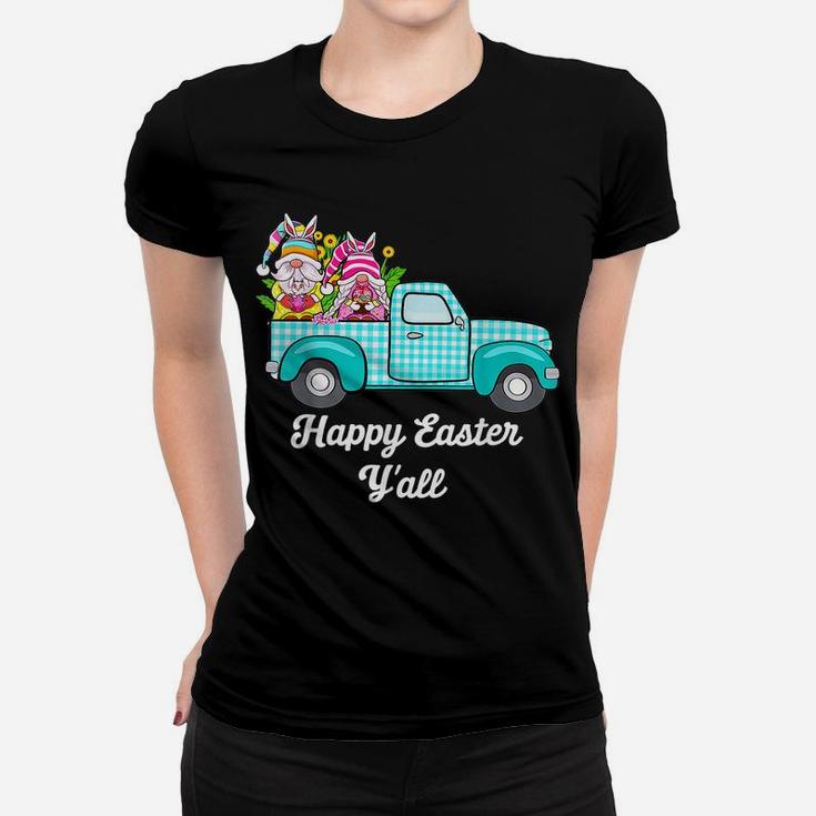 Cute Gnomes With Bunny Ears Egg Hunting Truck Easter Gnome Women T-shirt