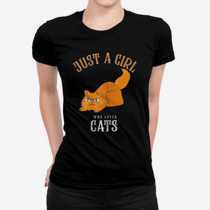 Cute Just A Girl Who Loves Cats Design For Cat Lovers Women T-shirt