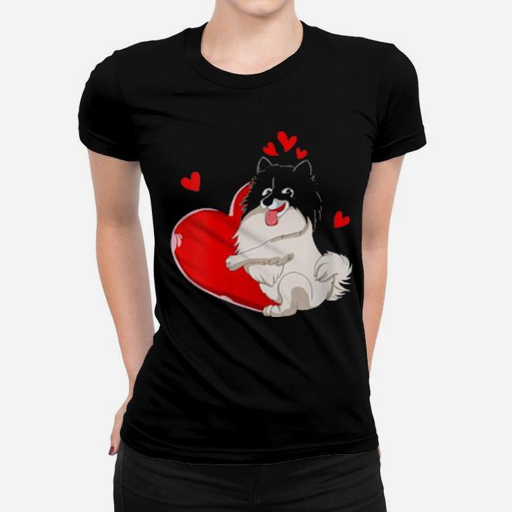Cute Keeshond Valentines Day Holding Heart My Valentine Women T-shirt