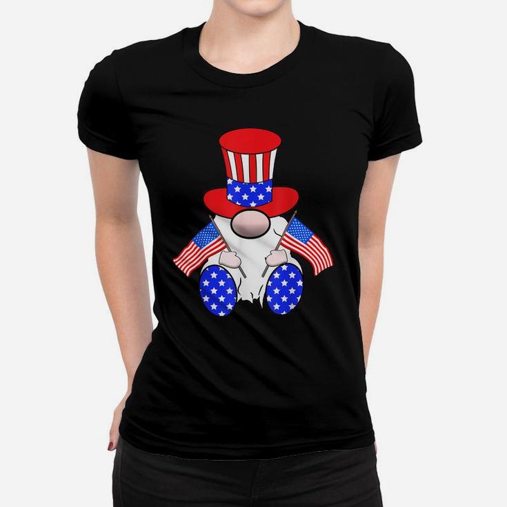 Cute Patriotic Gnome American Flag Happy 4Th Of July Women T-shirt
