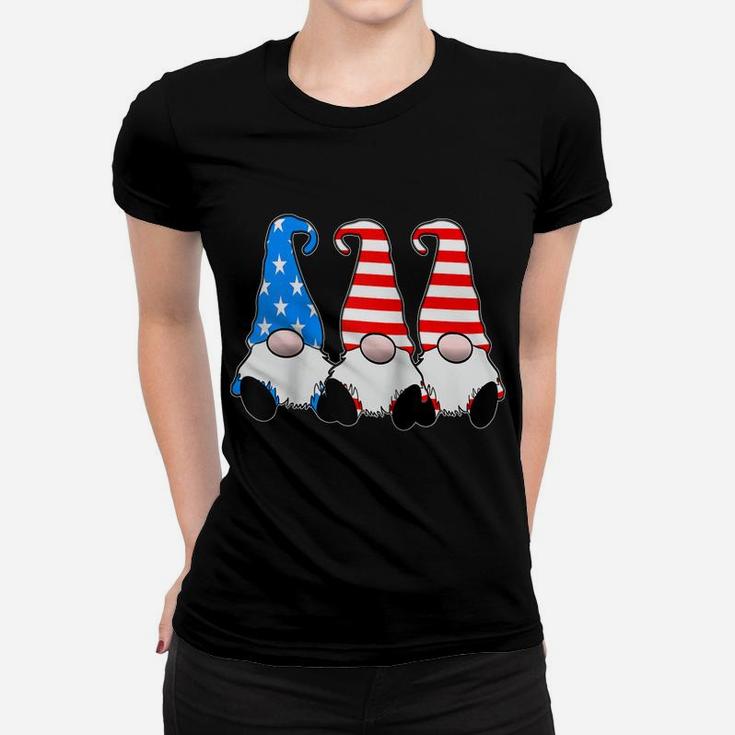 Cute Patriotic Gnomes American Flag Red White Blue Usa Raglan Baseball Tee Women T-shirt