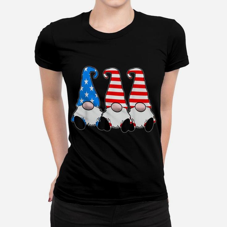 Cute Patriotic Gnomes American Flag Red White Blue Usa Women T-shirt