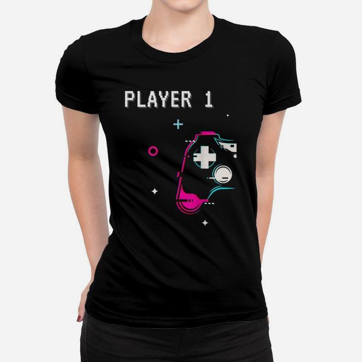 Cute Player 1 Player 2 Matching Couple Tshirt Gamer Women T-shirt