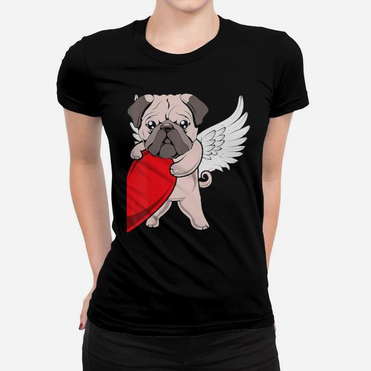 Cute Pug Dog Heart Love Pugs Valentine's Day Couples Gift Women T-shirt