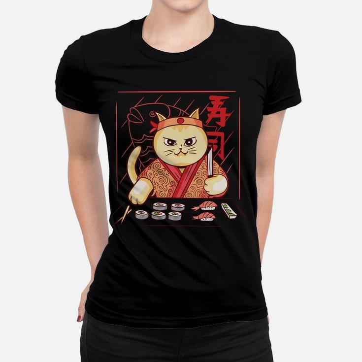 Cute Sushi Chef Cat Sweatshirt Women T-shirt
