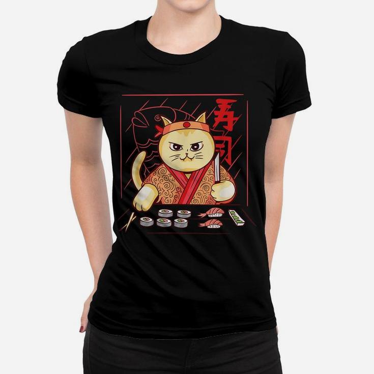 Cute Sushi Chef Cat Women T-shirt