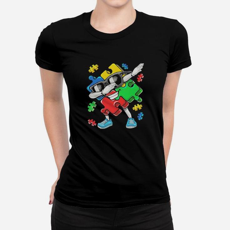 Dabbing Autism Puzzle Piece Love Women T-shirt