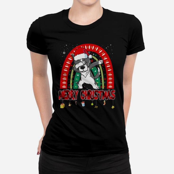 Dabbing Border Collie Dog Boho Rainbow Funny Christmas Sweatshirt Women T-shirt