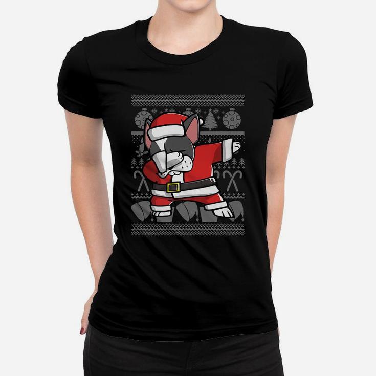 Dabbing Boston Terrier Dab Dance Funny Dog Christmas Gift Women T-shirt