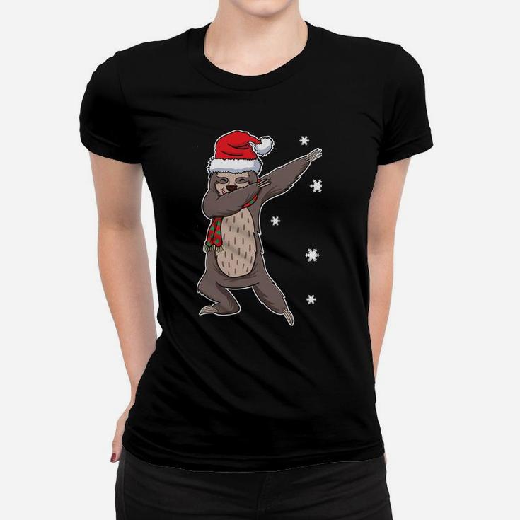 Dabbing Dab Funny Snowflakes Sloth Christmas Santa Claus Sweatshirt Women T-shirt
