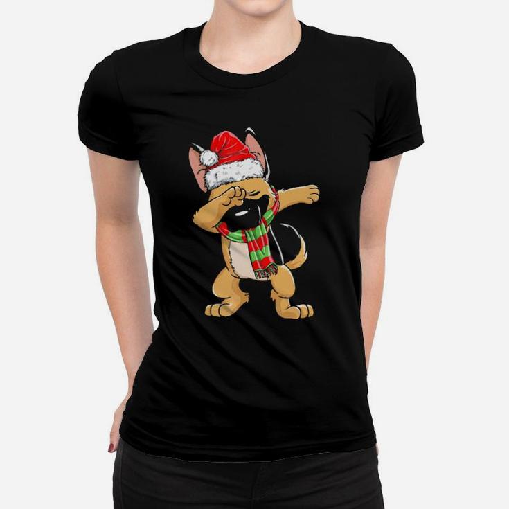Dabbing German Shepherd Santa Women T-shirt