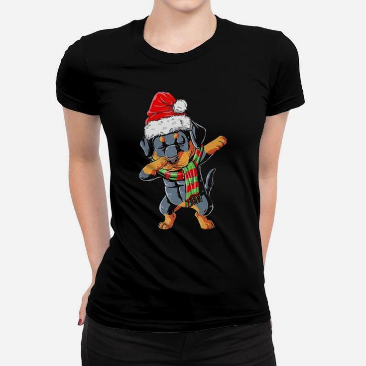 Dabbing Rottweiler Santa Women T-shirt