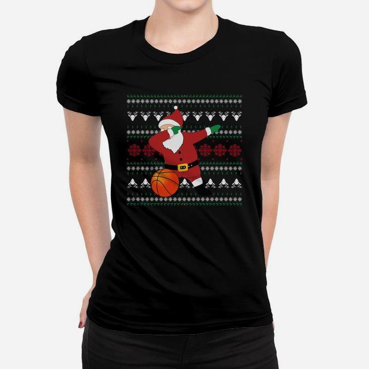 Dabbing Santa Christmas Basketball Ugly Xmas Sweatshirt Gift Women T-shirt