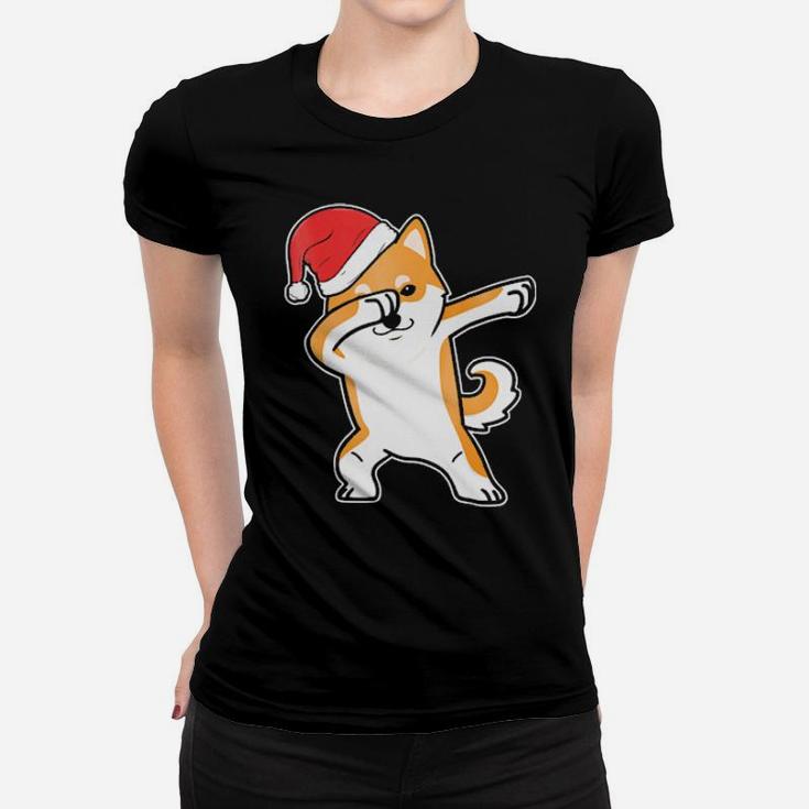 Dabbing Shiba Inu  Dog Meme Dab Santa   For Xmas Women T-shirt