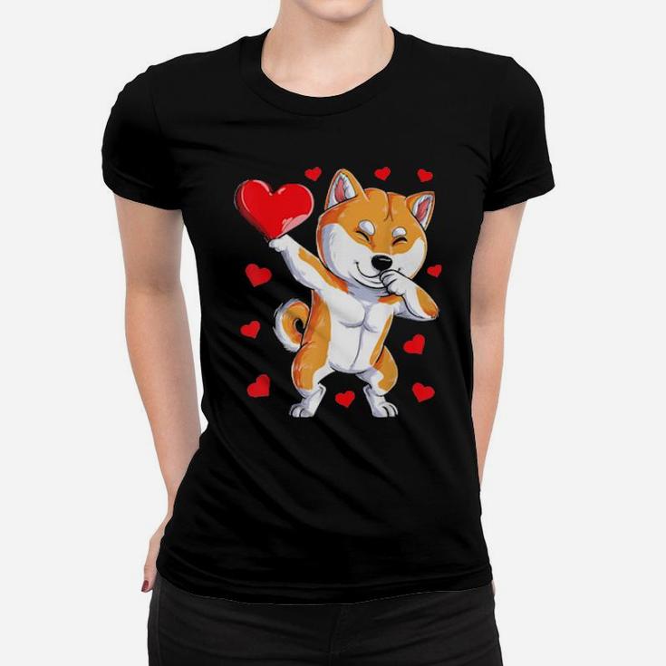Dabbing Shiba Inu Valentines Day Shirt Dog Lover Heart Boys Women T-shirt