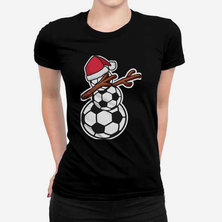 Dabbing Snowman  Soccer Pajama Christmas Women T-shirt