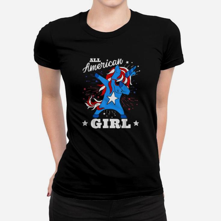 Dabbing Unicorn 4Th Of July Girls Patriotic American Women T-shirt