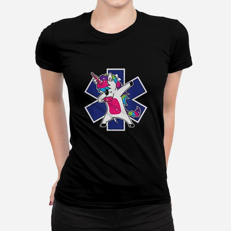 Dabbing Unicorn Ems Emt Nurse Medic Doctor Funny Women T-shirt
