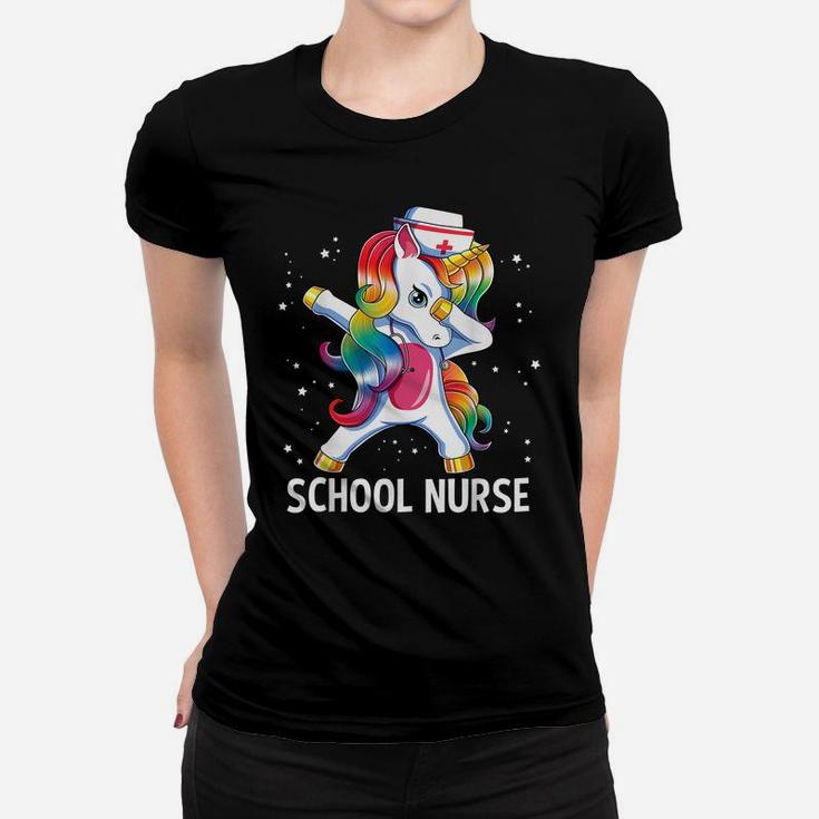Dabbing Unicorn Funny School Nurse Medical Nursing Gift Women T-shirt