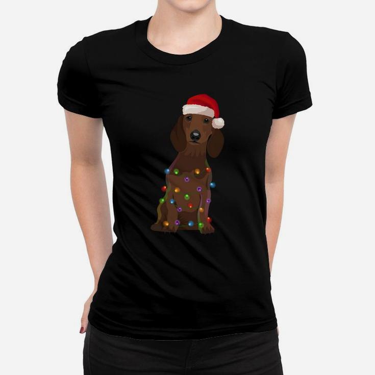 Dachshund Christmas Lights Xmas Dog Lover Sweatshirt Women T-shirt