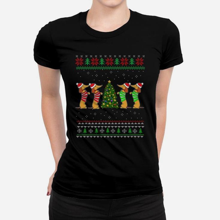 Dachshund Dog Christmas Ugly Sweater Dachshund Xmas Gift Women T-shirt