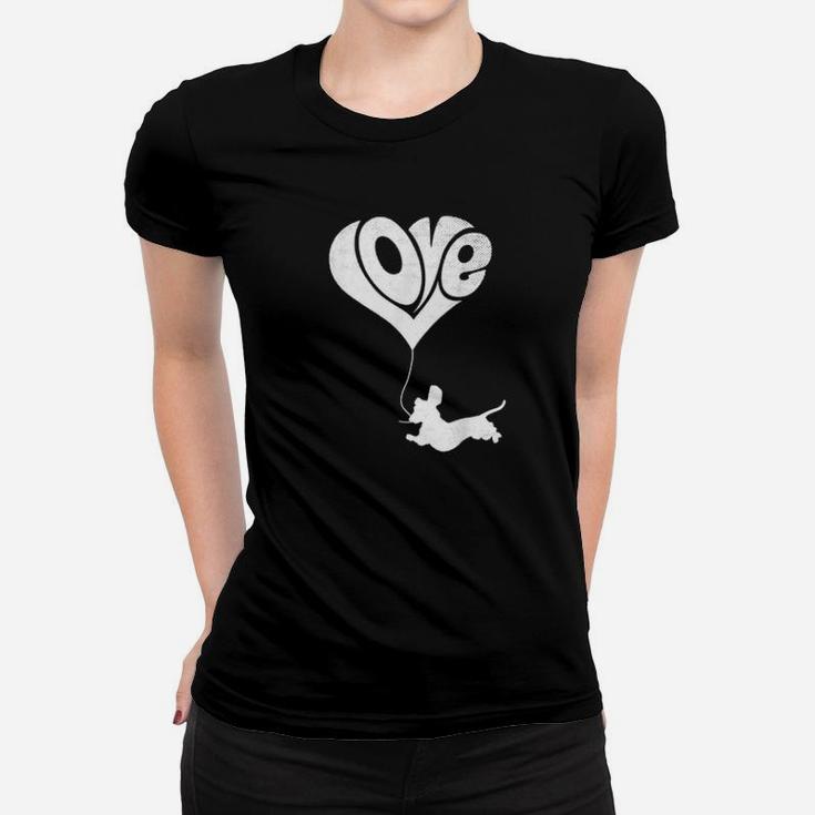 Dachshund Dog Heart Valentines Day Girls Women T-shirt