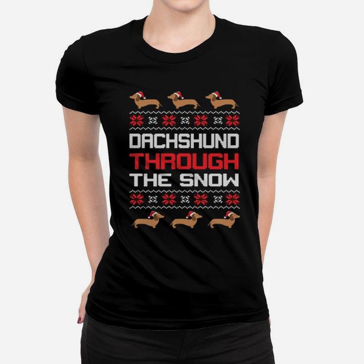 Dachshunds Through The Snow Women T-shirt