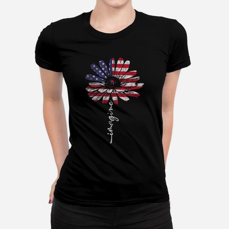 Daisy Usa American Flag 4Th Of July Patriotic Flower Vintage Women T-shirt