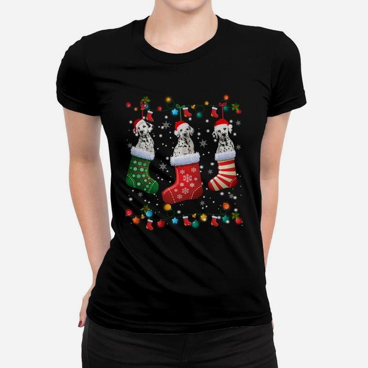 Dalmatian Christmas Socks Funny Xmas Pajama Dog Lover Gift Sweatshirt Women T-shirt