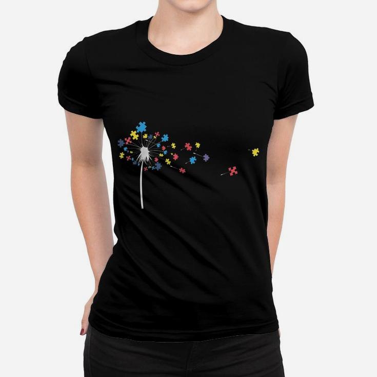 Dandelion Flower Puzzle Pieces Autism Awareness Shirts Gifts Women T-shirt