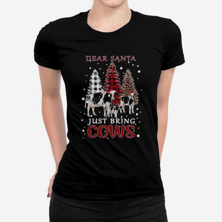 Dear Santa Just Bring Cows Christmas Buffalo Plaid Heifer Sweatshirt Women T-shirt