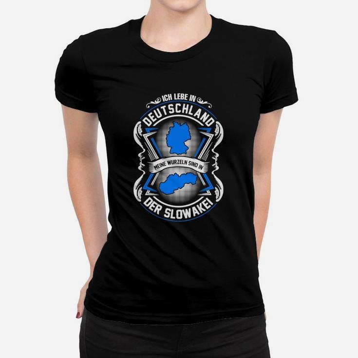 Deutschland und Slowakei Motiv Frauen Tshirt, Slogan Design, Unisex Schwarz