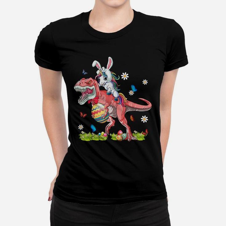 Dinosaur Easter Day Unicorn Riding T-Rex Bunny Costume Gift Women T-shirt