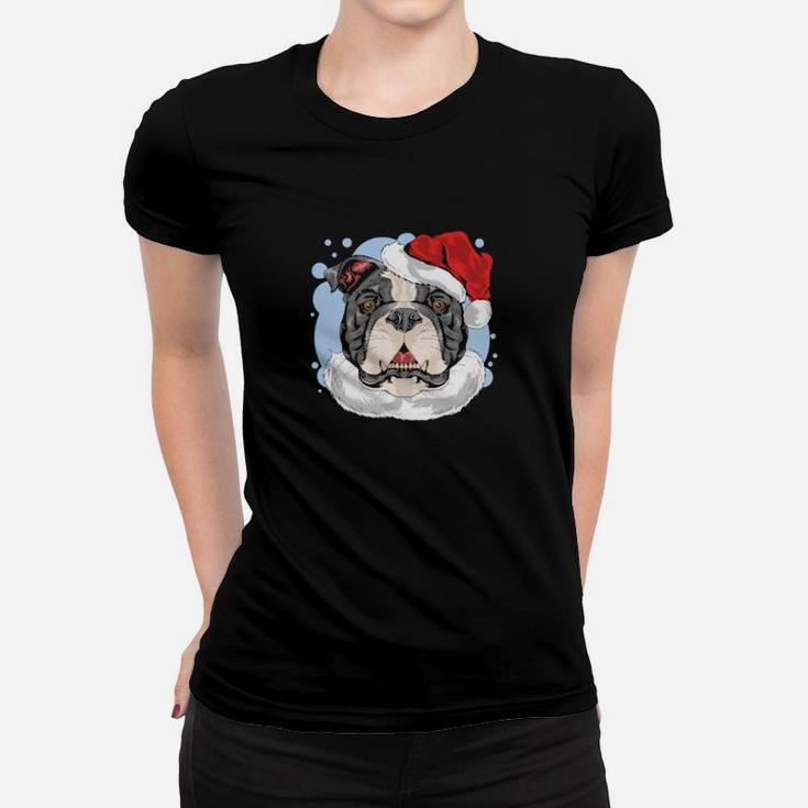 Dog Bulldog Of Santa Women T-shirt
