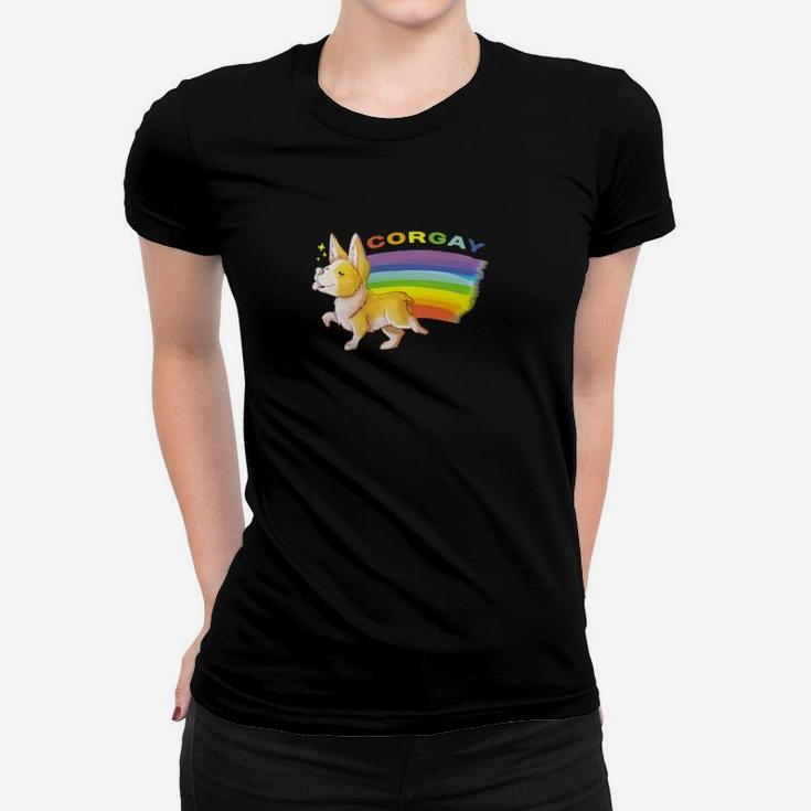 Dog Corgay Funny Gay Pride Corgi Lgbtq Rainbow Dog Lover Women T-shirt