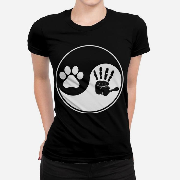 Dog Paw Human Hand Dogs Owner Animal Lover Pet Puppies Women T-shirt