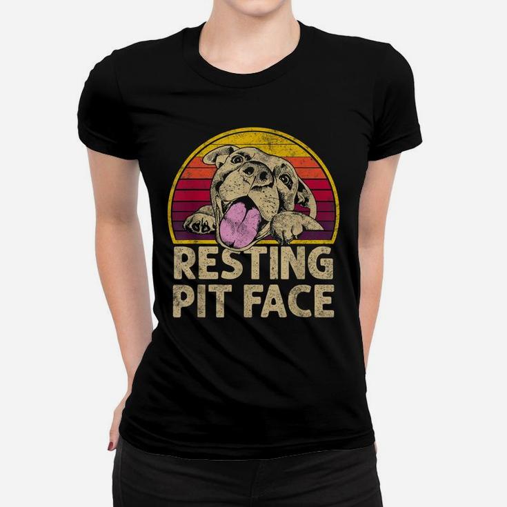 Dog Pitbull Resting Pit Face Funny Gift For Pitbull Lovers Women T-shirt