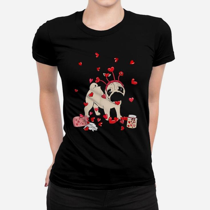 Dog Valentine Cute Pug Valentine's Day Women T-shirt