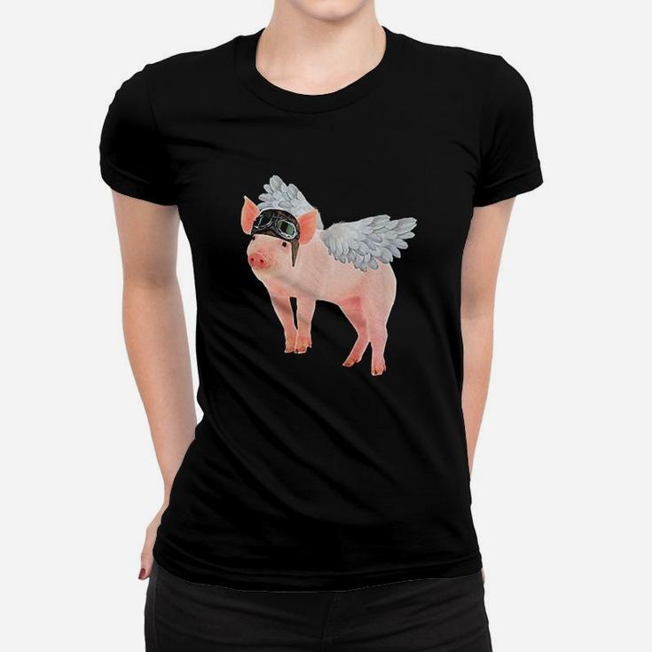 Dont Ever Stop Believing Pig Pink Flying Pig Women T-shirt