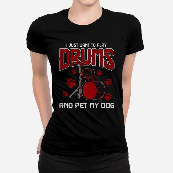 Drummer Animal Gifts Dog Pet Drums Women T-shirt