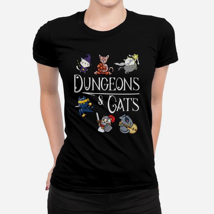 Dungeons And Cats Funny Dragon Cat Kitten Lover Kitty Gift Women T-shirt