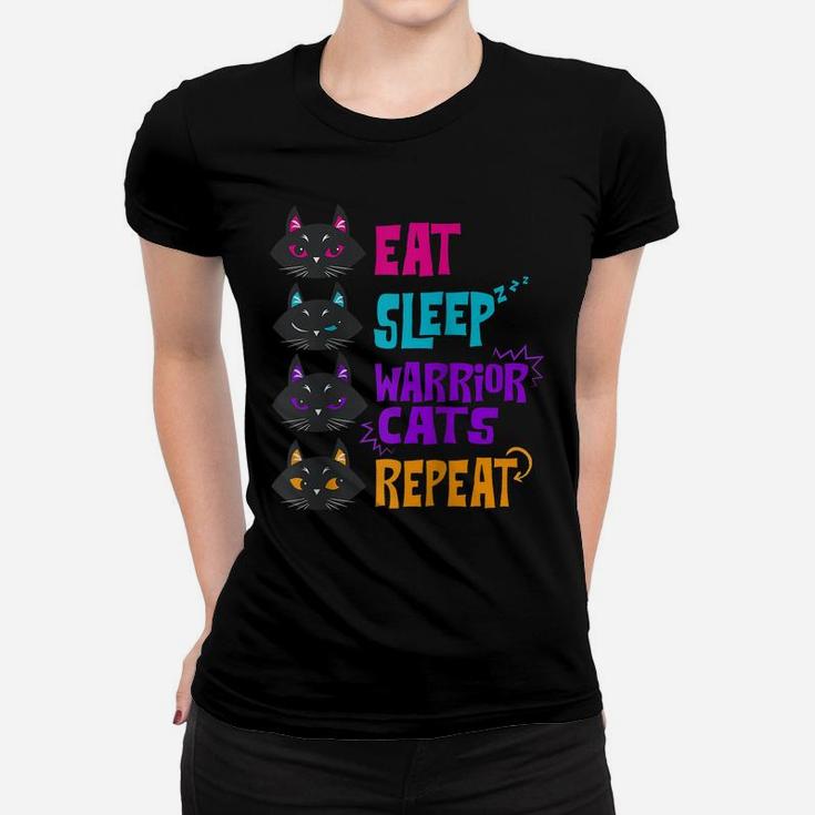 Eat Sleep Cat Warrior Repeat Cat Warrior Love Cats Raglan Baseball Tee Women T-shirt