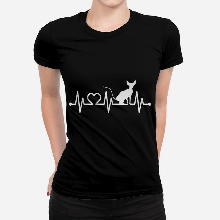 Ecg Heartbeat Pulse Heart Sphynx For Sphinx Cat Owners Women T-shirt
