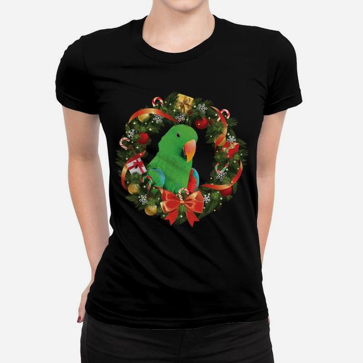 Eclectus Parrot Christmas Wreath Women T-shirt
