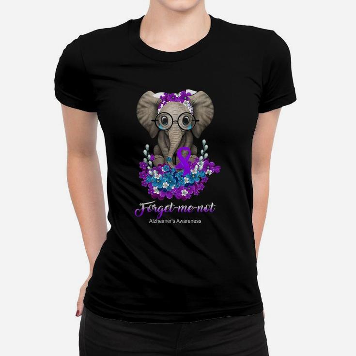 Elephant Forget Me Not Alzheimer's Awareness Flower Women T-shirt
