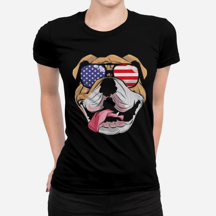 English Bulldog 4Th Of July American Sunglasses Women T-shirt