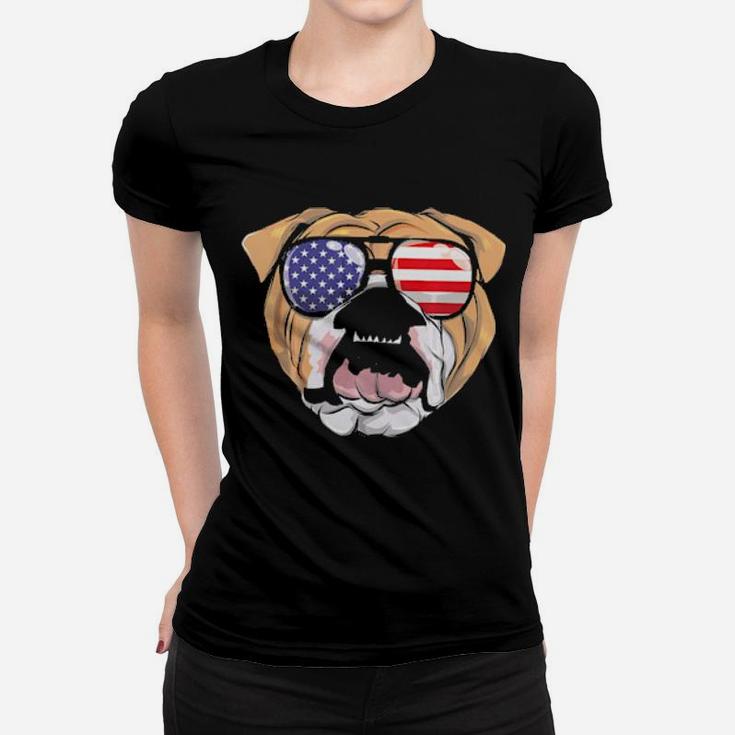 English Bulldog American Sunglass 4Th Of July Usa Boys Men Women T-shirt